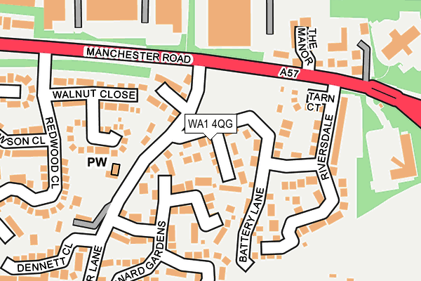 WA1 4QG map - OS OpenMap – Local (Ordnance Survey) WA1 4QG map - OS OpenMap – Local (Ordnance Survey)