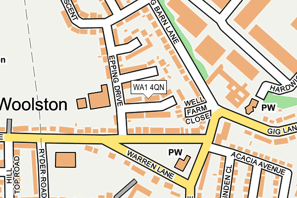 WA1 4QN map - OS OpenMap – Local (Ordnance Survey) WA1 4QN map - OS OpenMap – Local (Ordnance Survey)