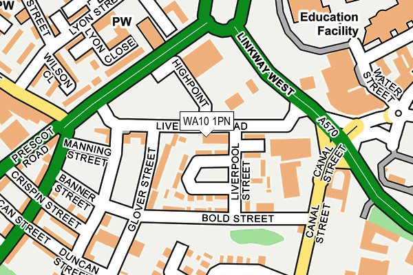 WA10 1PN map - OS OpenMap – Local (Ordnance Survey) WA10 1PN map - OS OpenMap – Local (Ordnance Survey)