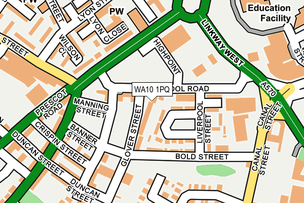 WA10 1PQ map - OS OpenMap – Local (Ordnance Survey)