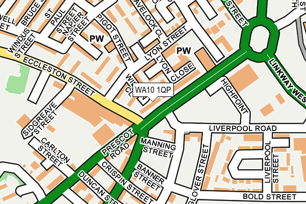 WA10 1QP map - OS OpenMap – Local (Ordnance Survey) WA10 1QP map - OS OpenMap – Local (Ordnance Survey)