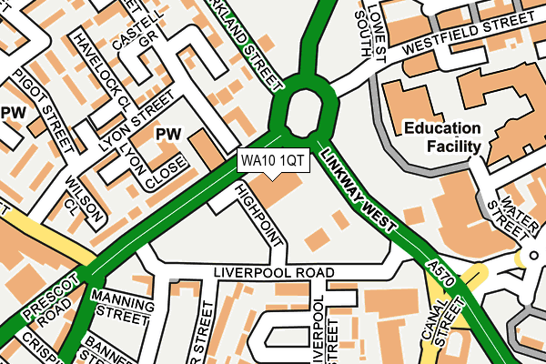 WA10 1QT map - OS OpenMap – Local (Ordnance Survey) WA10 1QT map - OS OpenMap – Local (Ordnance Survey)
