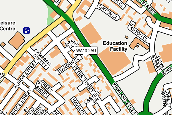 WA10 2AU map - OS OpenMap – Local (Ordnance Survey) WA10 2AU map - OS OpenMap – Local (Ordnance Survey)