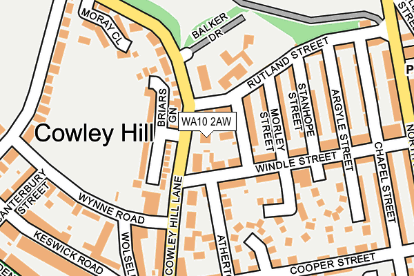 WA10 2AW map - OS OpenMap – Local (Ordnance Survey)
