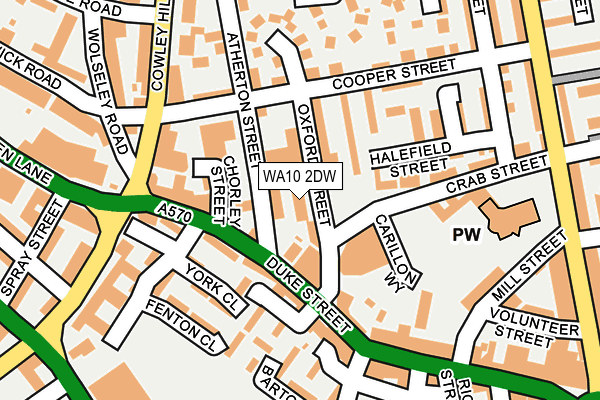 WA10 2DW map - OS OpenMap – Local (Ordnance Survey)