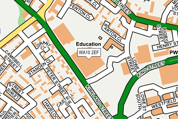 WA10 2EF map - OS OpenMap – Local (Ordnance Survey) WA10 2EF map - OS OpenMap – Local (Ordnance Survey)