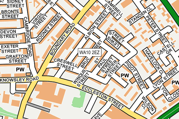 WA10 2EZ map - OS OpenMap – Local (Ordnance Survey) WA10 2EZ map - OS OpenMap – Local (Ordnance Survey)
