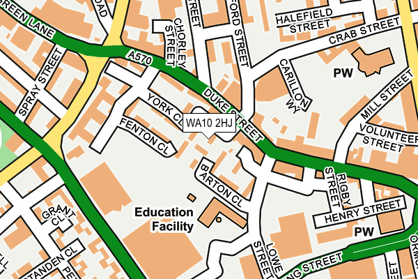 WA10 2HJ map - OS OpenMap – Local (Ordnance Survey)