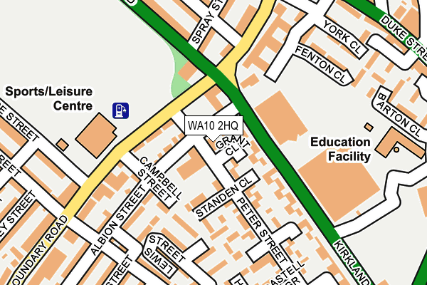 WA10 2HQ map - OS OpenMap – Local (Ordnance Survey)