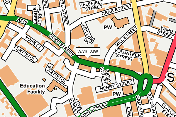 WA10 2JW map - OS OpenMap – Local (Ordnance Survey) WA10 2JW map - OS OpenMap – Local (Ordnance Survey)