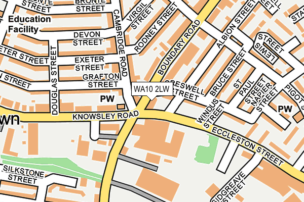 WA10 2LW map - OS OpenMap – Local (Ordnance Survey) WA10 2LW map - OS OpenMap – Local (Ordnance Survey)