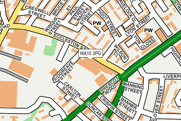 WA10 2PG map - OS OpenMap – Local (Ordnance Survey) WA10 2PG map - OS OpenMap – Local (Ordnance Survey)