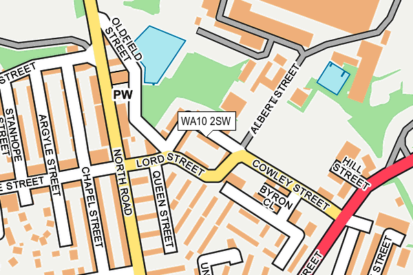 WA10 2SW map - OS OpenMap – Local (Ordnance Survey) WA10 2SW map - OS OpenMap – Local (Ordnance Survey)