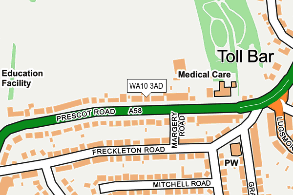 WA10 3AD map - OS OpenMap – Local (Ordnance Survey) WA10 3AD map - OS OpenMap – Local (Ordnance Survey)