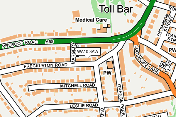 WA10 3AW map - OS OpenMap – Local (Ordnance Survey) WA10 3AW map - OS OpenMap – Local (Ordnance Survey)