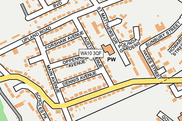 WA10 3QF map - OS OpenMap – Local (Ordnance Survey) WA10 3QF map - OS OpenMap – Local (Ordnance Survey)