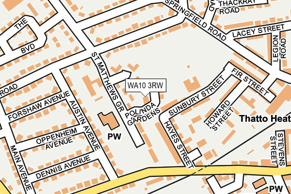 WA10 3RW map - OS OpenMap – Local (Ordnance Survey) WA10 3RW map - OS OpenMap – Local (Ordnance Survey)