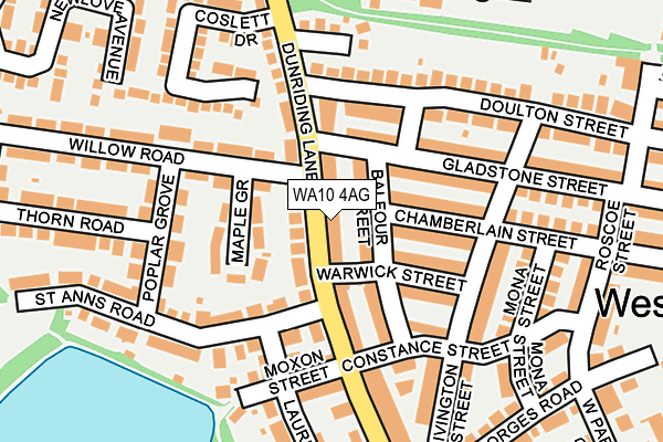 WA10 4AG map - OS OpenMap – Local (Ordnance Survey) WA10 4AG map - OS OpenMap – Local (Ordnance Survey)
