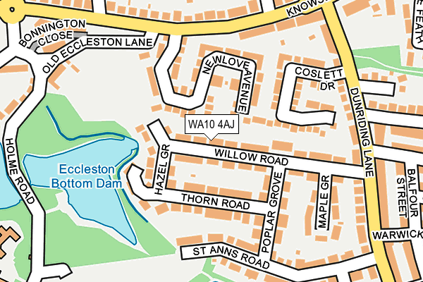 WA10 4AJ map - OS OpenMap – Local (Ordnance Survey)