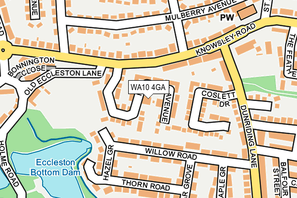 WA10 4GA map - OS OpenMap – Local (Ordnance Survey) WA10 4GA map - OS OpenMap – Local (Ordnance Survey)