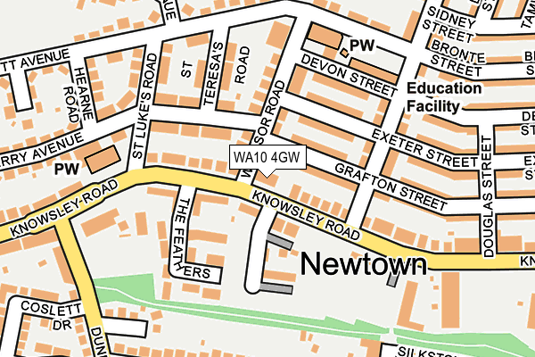 WA10 4GW map - OS OpenMap – Local (Ordnance Survey) WA10 4GW map - OS OpenMap – Local (Ordnance Survey)