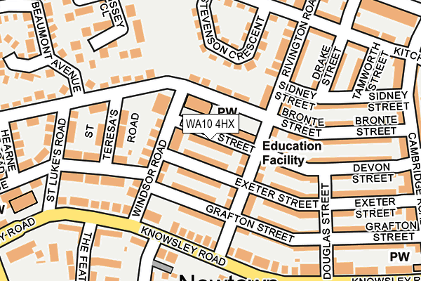 WA10 4HX map - OS OpenMap – Local (Ordnance Survey)