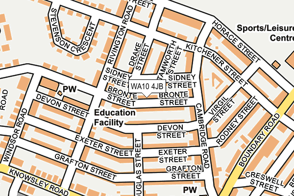 WA10 4JB map - OS OpenMap – Local (Ordnance Survey)