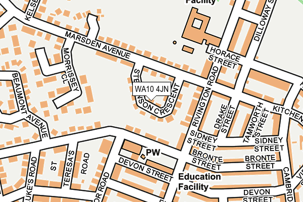 WA10 4JN map - OS OpenMap – Local (Ordnance Survey) WA10 4JN map - OS OpenMap – Local (Ordnance Survey)