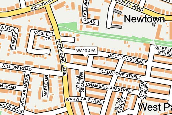 WA10 4PA map - OS OpenMap – Local (Ordnance Survey) WA10 4PA map - OS OpenMap – Local (Ordnance Survey)