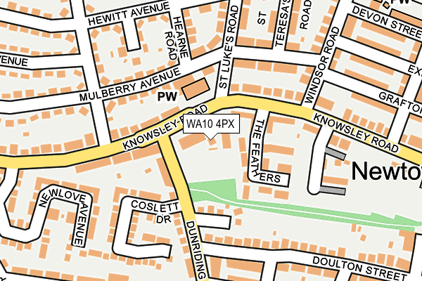 WA10 4PX map - OS OpenMap – Local (Ordnance Survey) WA10 4PX map - OS OpenMap – Local (Ordnance Survey)