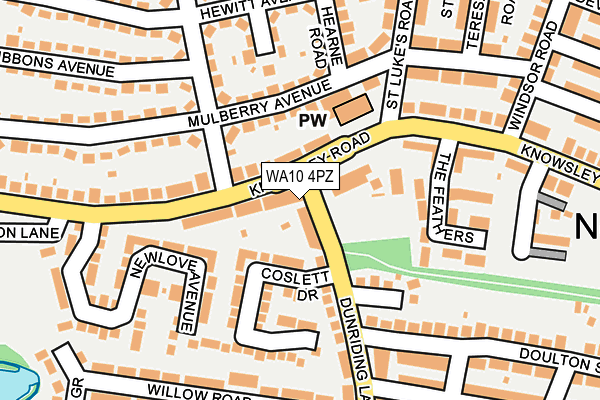 WA10 4PZ map - OS OpenMap – Local (Ordnance Survey) WA10 4PZ map - OS OpenMap – Local (Ordnance Survey)