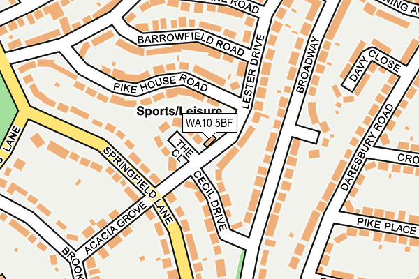 WA10 5BF map - OS OpenMap – Local (Ordnance Survey) WA10 5BF map - OS OpenMap – Local (Ordnance Survey)