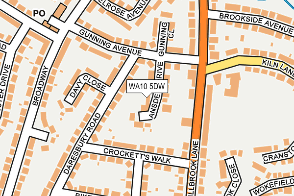 WA10 5DW map - OS OpenMap – Local (Ordnance Survey) WA10 5DW map - OS OpenMap – Local (Ordnance Survey)