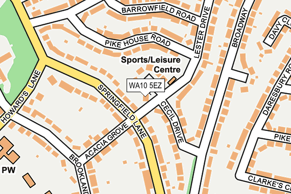 WA10 5EZ map - OS OpenMap – Local (Ordnance Survey)