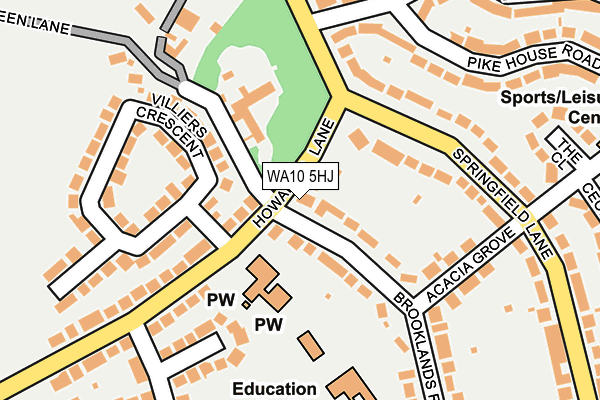 WA10 5HJ map - OS OpenMap – Local (Ordnance Survey) WA10 5HJ map - OS OpenMap – Local (Ordnance Survey)
