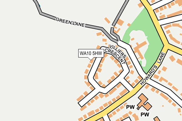 WA10 5HW map - OS OpenMap – Local (Ordnance Survey) WA10 5HW map - OS OpenMap – Local (Ordnance Survey)