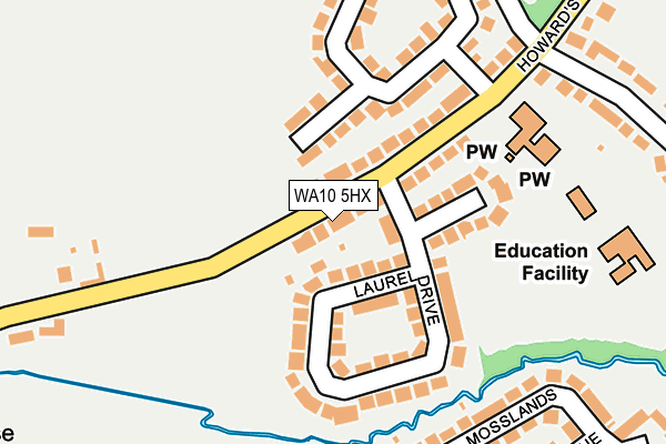 WA10 5HX map - OS OpenMap – Local (Ordnance Survey) WA10 5HX map - OS OpenMap – Local (Ordnance Survey)