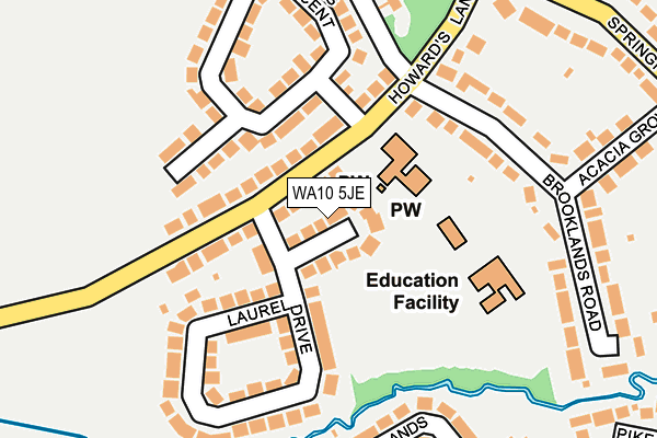 WA10 5JE map - OS OpenMap – Local (Ordnance Survey) WA10 5JE map - OS OpenMap – Local (Ordnance Survey)
