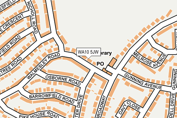 WA10 5JW map - OS OpenMap – Local (Ordnance Survey) WA10 5JW map - OS OpenMap – Local (Ordnance Survey)