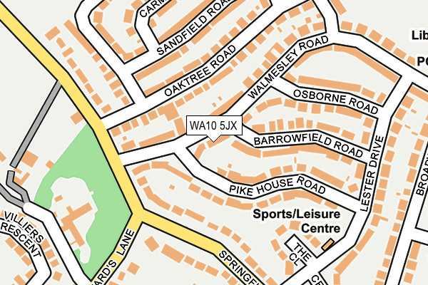 WA10 5JX map - OS OpenMap – Local (Ordnance Survey) WA10 5JX map - OS OpenMap – Local (Ordnance Survey)