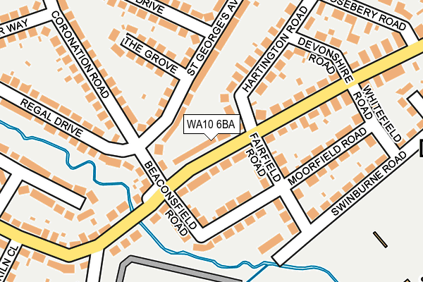 WA10 6BA map - OS OpenMap – Local (Ordnance Survey)