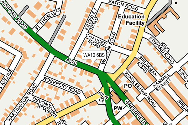 WA10 6BS map - OS OpenMap – Local (Ordnance Survey) WA10 6BS map - OS OpenMap – Local (Ordnance Survey)