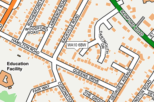 WA10 6BW map - OS OpenMap – Local (Ordnance Survey) WA10 6BW map - OS OpenMap – Local (Ordnance Survey)