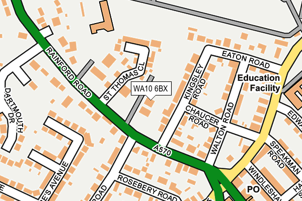 WA10 6BX map - OS OpenMap – Local (Ordnance Survey) WA10 6BX map - OS OpenMap – Local (Ordnance Survey)