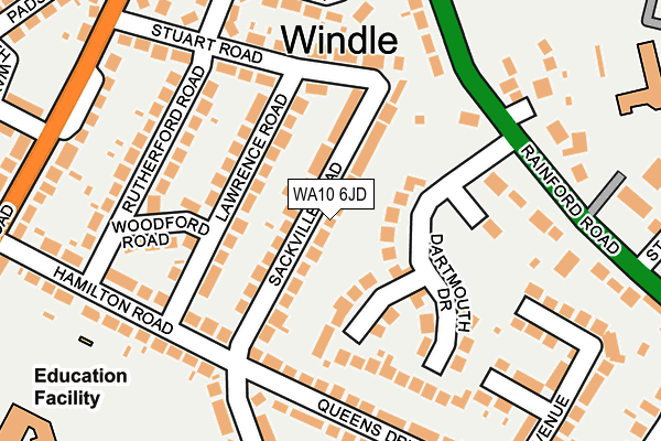 WA10 6JD map - OS OpenMap – Local (Ordnance Survey)