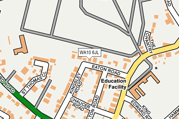 WA10 6JL map - OS OpenMap – Local (Ordnance Survey) WA10 6JL map - OS OpenMap – Local (Ordnance Survey)