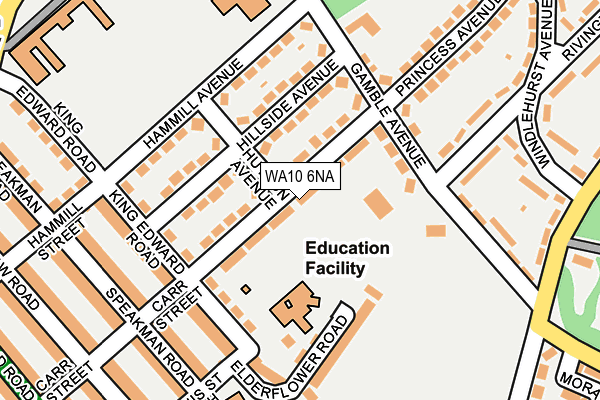 WA10 6NA map - OS OpenMap – Local (Ordnance Survey) WA10 6NA map - OS OpenMap – Local (Ordnance Survey)