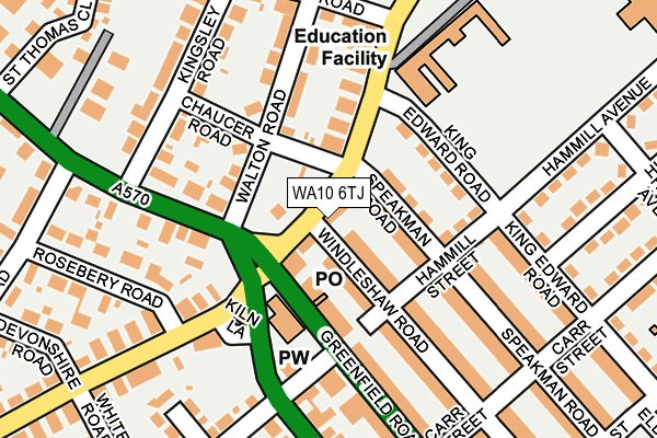 WA10 6TJ map - OS OpenMap – Local (Ordnance Survey) WA10 6TJ map - OS OpenMap – Local (Ordnance Survey)