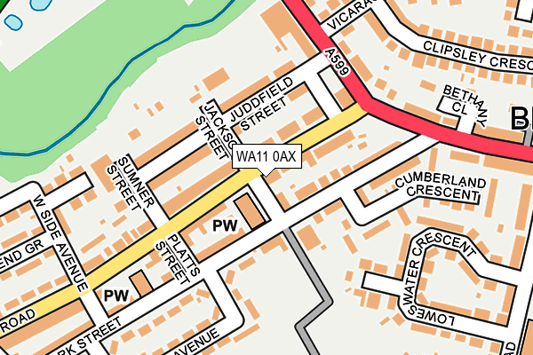 WA11 0AX map - OS OpenMap – Local (Ordnance Survey)