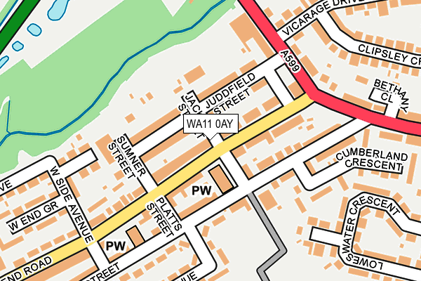 WA11 0AY map - OS OpenMap – Local (Ordnance Survey) WA11 0AY map - OS OpenMap – Local (Ordnance Survey)